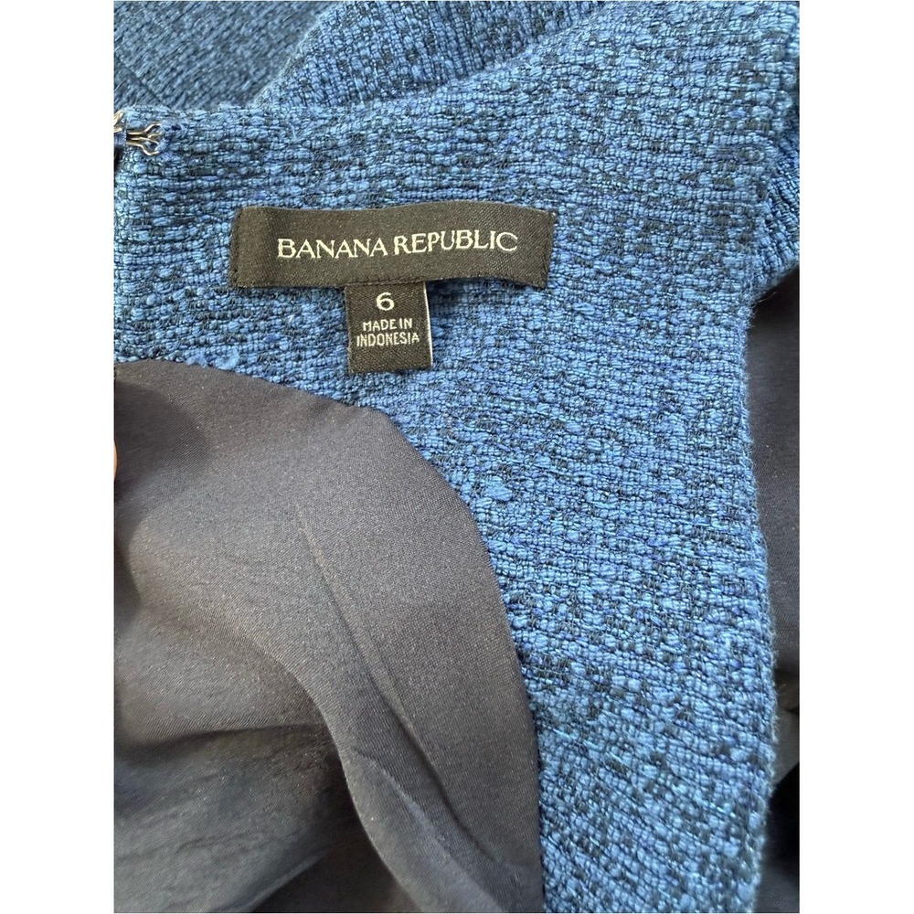 Banana Republic Blue Tweed Sleeveless A-Line Dress Sophisticated - Picture 4 of 14